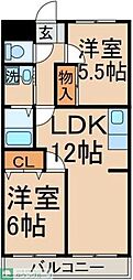 ニュー大隆ビル 3階2LDKの間取り