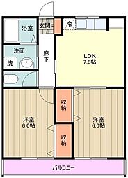 グリーンビレッジ 1階2LDKの間取り