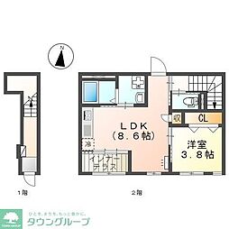 ペルラ 2階1LDKの間取り