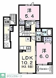 エール　アン 2階2LDKの間取り