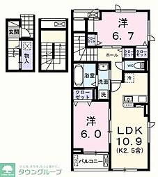 エール　アン 3階2LDKの間取り