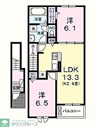 エール　ドゥ 2階2LDKの間取り