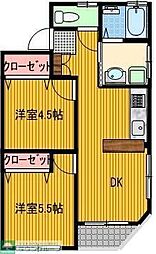 FGビル 2階2DKの間取り