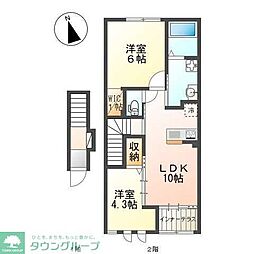 パッセロ 2階2LDKの間取り