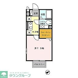 光ハイム 2階1Kの間取り