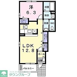 ヴィラサンタフェＡ 1階1LDKの間取り