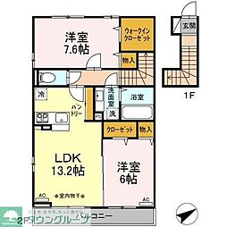 けやき　弐番館 2階2LDKの間取り