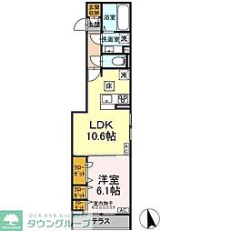 D-ROOM田町A 3階1LDKの間取り