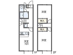 レオパレス東原 1階2DKの間取り
