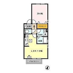 リヴェール　ＡＢ 1階1LDKの間取り