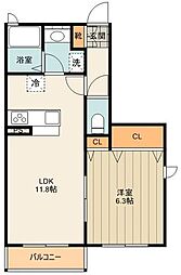 チャ・ベーネ1 1LDKの間取図画像