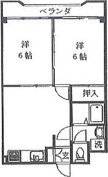 第3角柳マンション 2DKの間取図画像
