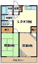 ベルハイム 2LDKの間取図画像