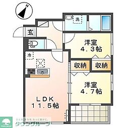 ラ・ロンディーネ 2LDKの間取図画像