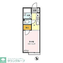 シャンプル中村 1Kの間取図画像