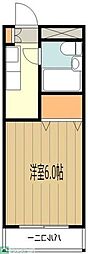 パピヨン大南 1Kの間取図画像