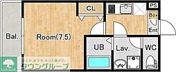 ジーメゾン入間東藤沢ルーチェ 1Kの間取図画像