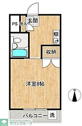 メゾンドウエストリバー 1Kの間取図画像