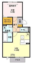 シャトレー明神 1LDKの間取図画像
