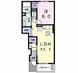 ベルジュネス1 1LDKの間取図画像
