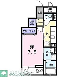 カドリフォリエ 1Kの間取図画像