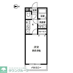 アムールラマージュ 1Kの間取図画像