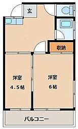 JR五日市線 秋川駅 徒歩8分の賃貸アパート 2階2Kの間取り