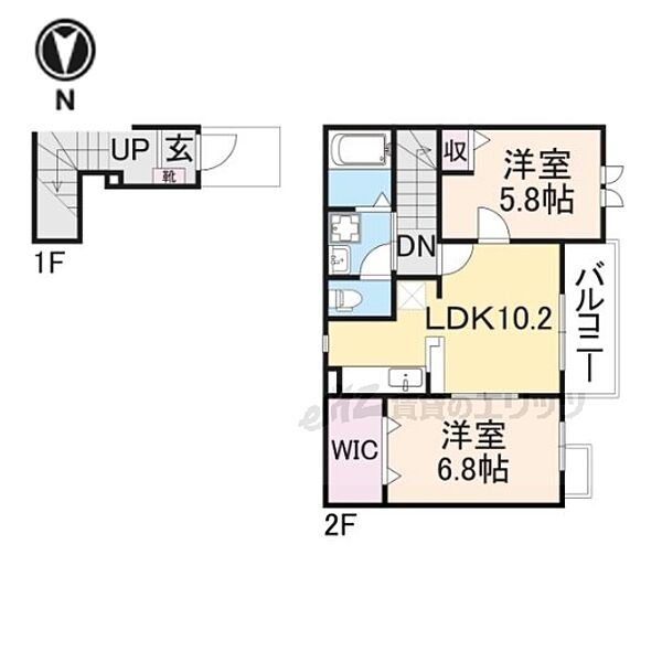 奈良県桜井市大字三輪(賃貸アパート2LDK・2階・55.78㎡)の写真 その2