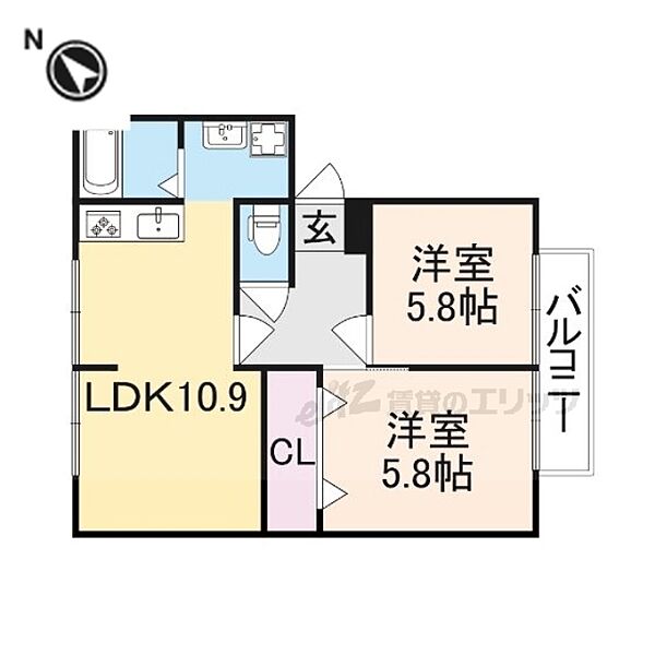 サンハイムＡ・Ｂ・Ｃ A203｜奈良県天理市杉本町(賃貸アパート2LDK・2階・47.00㎡)の写真 その2