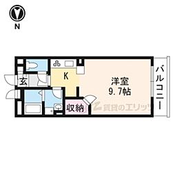 レオネクストエムティ逢坂II 3階1Kの間取り