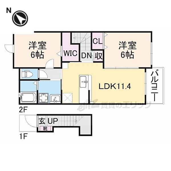 エナジー弐番館 205｜奈良県橿原市光陽町東口(賃貸アパート2LDK・2階・58.57㎡)の写真 その2