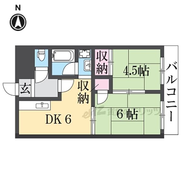 メゾン大和東生駒 303｜奈良県生駒市東生駒1丁目(賃貸マンション2DK・3階・26.73㎡)の写真 その2