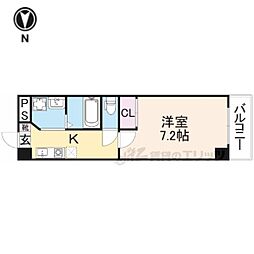 インペリアル奈良大宮 3階1Kの間取り