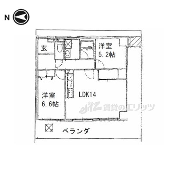 奈良県生駒市辻町(賃貸マンション2LDK・5階・60.98㎡)の写真 その2