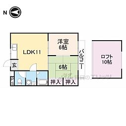 近鉄橿原線 新ノ口駅 徒歩17分の賃貸アパート 2階2LDKの間取り
