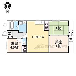 近鉄御所線 忍海駅 徒歩6分の賃貸アパート 2階3LDKの間取り