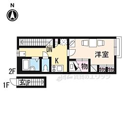 レオパレス悠 2階1Kの間取り