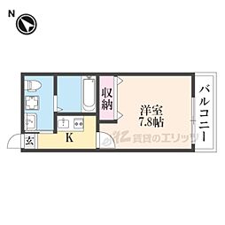 グラディート富雄駅前2番館 2階1Kの間取り