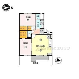 JR和歌山線 志都美駅 徒歩10分の賃貸アパート 1階2LDKの間取り