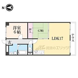 ダイヤハイツ学園前Ｃ棟 1階2LDKの間取り