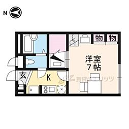 近鉄南大阪線 高田市駅 徒歩16分の賃貸アパート 2階1Kの間取り