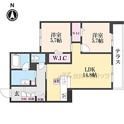 近鉄大阪線 大和八木駅 徒歩7分の賃貸マンション 1階2LDKの間取り