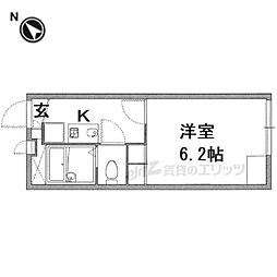 レオパレスＡｄｖａｎｃｅ富雄 2階1Kの間取り