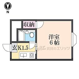 近鉄南大阪線 高田市駅 徒歩8分の賃貸マンション 2階1Kの間取り