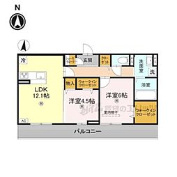 萩I 2階2LDKの間取り