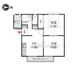 アンシャンテ宮の森III 2階2DKの間取り