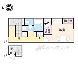 近鉄大阪線 真菅駅 徒歩12分の賃貸アパート 2階1Kの間取り