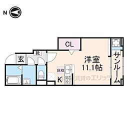グレイス王寺 1階ワンルームの間取り