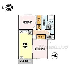 メゾンベイリーフ 2階2DKの間取り