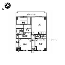近鉄大阪線 五位堂駅 徒歩17分の賃貸マンション 6階3DKの間取り
